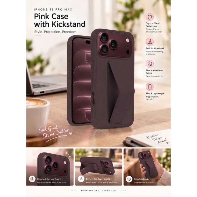 CATANES 2 Pack For iPhone 18 Pro Max Case Durable PU Leather Cover with Secure Finger Ring and Stand Support - Burgundy