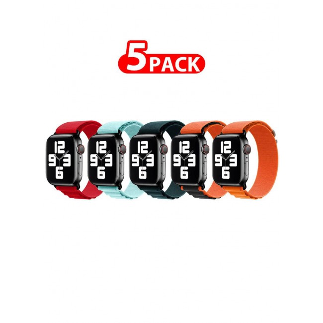CATANES 5 Pack Of Apple Watch Alpine Loop Band 38mm 40mm 41mm Women Men Adjustable with Metal G-Hook Strap for iWatch Series 7/SE/6/5/4/3/2/1 Multicolour
