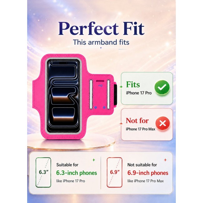 MARGOUN Sports Running Armband Case Compatible with iPhone 17 Pro – Water-Resistant Fitness Wristband Pouch for Gym, Workouts, Jogging with Key Holder and Reflective Strip