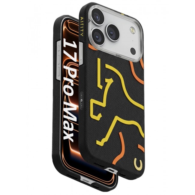 AIRITY Horse Style Bamboo Fiber Protective Case for iPhone 17/18 Pro Max Ultra Durable, Lightweight & Premium Design Black Yellow