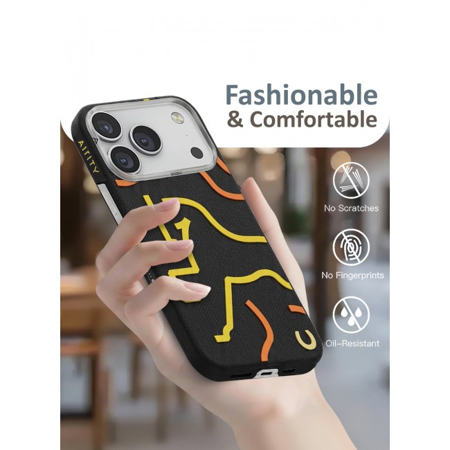 AIRITY Horse Style Bamboo Fiber Protective Case for iPhone 17/18 Pro Max Ultra Durable, Lightweight & Premium Design Black Yellow