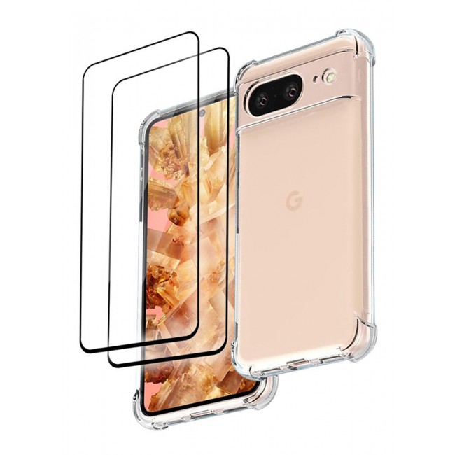 CATANES 3 Packs For Google Pixel 8 TPU Case and 2 Screen Protectors Clear Transparent Shockproof Protective Phone Case Scratch Resistant Reinforced Corners Cover