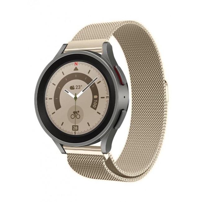 CATANES 20mm Milanese Stainless band for Samsung Galaxy Watch 7, 6, 6 Classic, 5, 5 Pro, 4, 4 Classic Champagne Gold