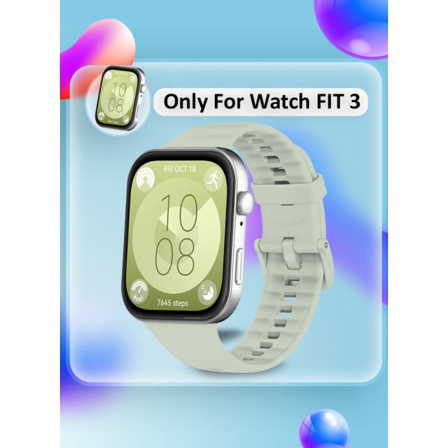 CATANES (for Watch Fit 3) Silicone Sport Band, Soft Adjustable Sport Breathable Replacement Watch Strap Loop /Grey