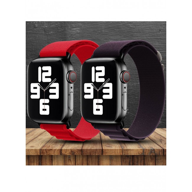 CATANES 2 Pack Of Apple Watch Alpine Loop Band 38mm 40mm 41mm Women Men Adjustable with Metal G-Hook Strap for iWatch Series 7/SE/6/5/4/3/2/1 Dark Purple/Red