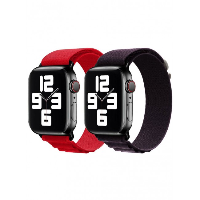 CATANES 2 Pack Of Apple Watch Alpine Loop Band 38mm 40mm 41mm Women Men Adjustable with Metal G-Hook Strap for iWatch Series 7/SE/6/5/4/3/2/1 Dark Purple/Red