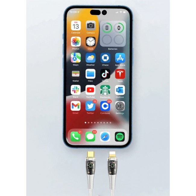 CATANES USB Type C to Lightning Cable Fast Charging Cable Transparent Adapter Fast Charging Cable White 1M