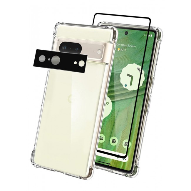 CATANES 3 Packs For Google Pixel 7 TPU Case and Screen Protector and Camera Lens Protector Clear Transparent Shockproof Protective Phone Case Scratch Resistant Reinforced Corners Cover