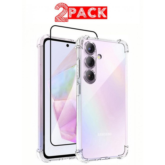 CATANES (for Samsung Galaxy A35 5G) 2 Pack Clear Case and Screen Protector Ultra Slim Thin Flexible Scratch Resistant Transparent TPU Shockproof Case