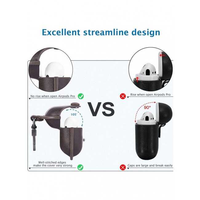 CATANES Airpods 3 Leather Case Shockproof Cover with Keychain Compatible with Apple Airpods 3rd Generation Dark Brown