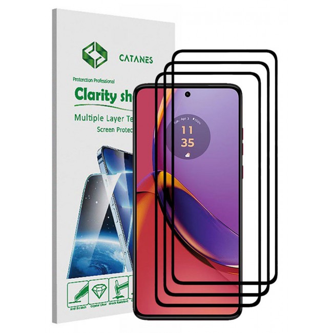 CATANES 3 Pack For Motorola Moto G84 Screen Protector 9H Hardness Scratch Resistance Screen Protector 3D Tempered Glass Film Ultra HD Easy Install Case Friendly Glass