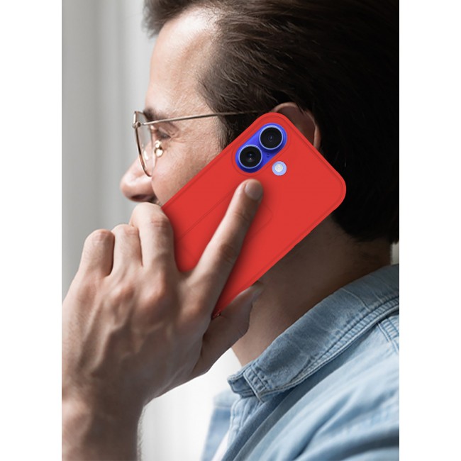 CATANES (for Apple iPhone 16 Plus) Case Premium PU Leather Back Cover with Stand Function Shockproof and Anti Scratch Finger Grip Case Cover / Red
