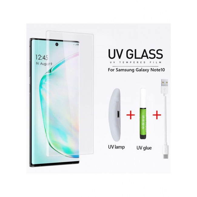 CATANES Samsung Galaxy Note 10 UV Screen Protector 6D Tempered Glass 9H Adhesive Nano Liquid UV Glue Full Coverage Clear