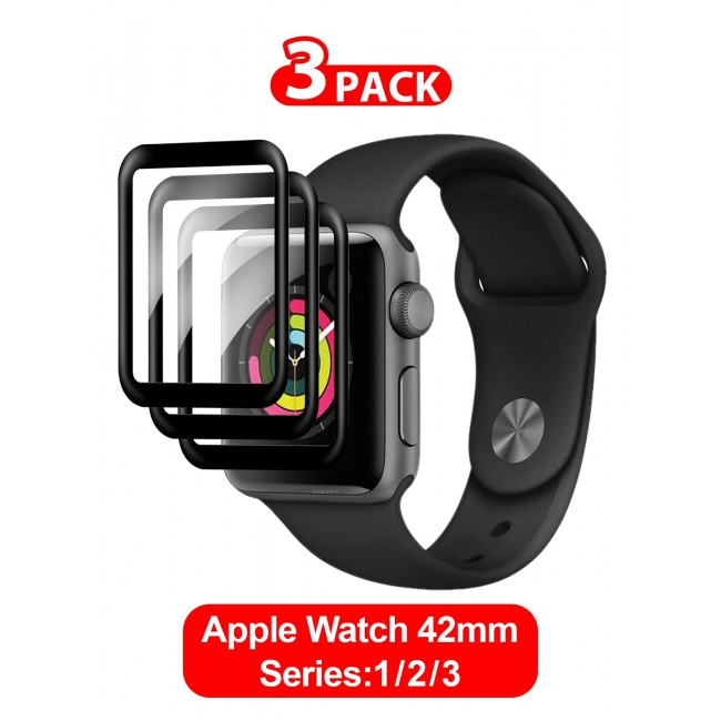 CATANES 3Packs Screen Protector for Apple Watch 42mm Series 1 2 3 HD Clear Ultra-Thin Curved Full Coverage Glass (42mm)