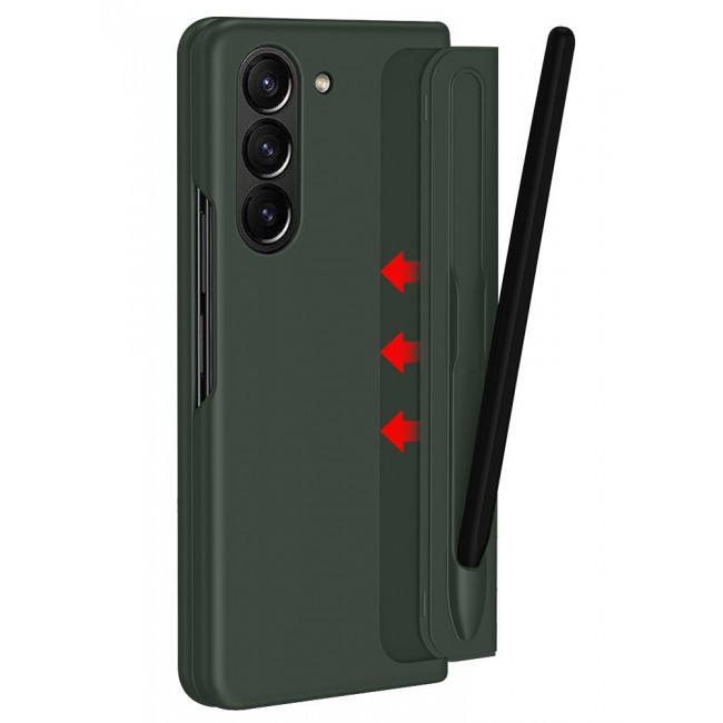 CATANES Samsung Galaxy Z Fold 5 Case with Pen Holder S-Pen included Hard Ultra Protective and Anti Shock Case Cover Green