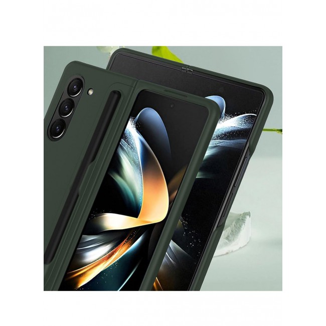 CATANES Samsung Galaxy Z Fold 5 Case with Pen Holder S-Pen included Hard Ultra Protective and Anti Shock Case Cover Green