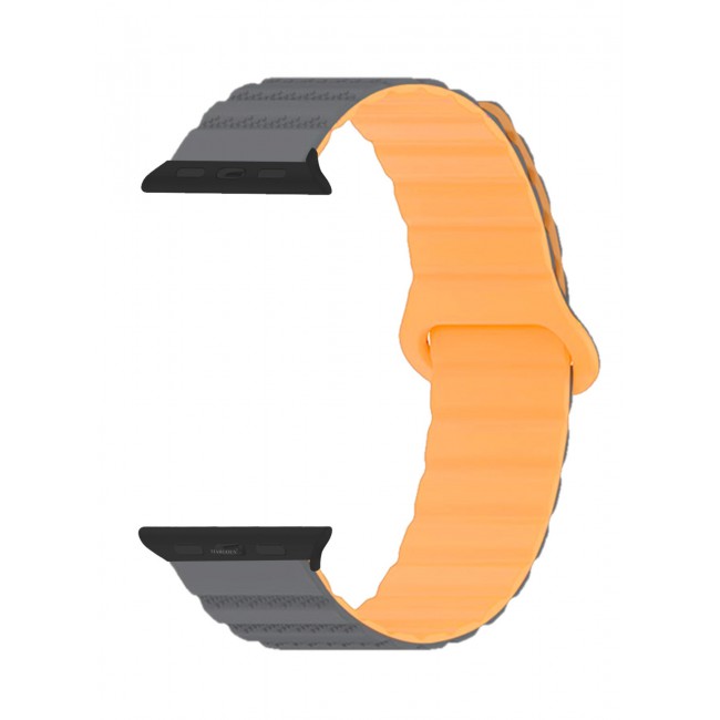 CATANES Sport Magnetic Watch Band, Compatible with Apple Watch 44mm 45mm 49mm, 42mm(Series 1-3 Case) Silicone Strap for iWatch Series 9/8/7/6/SE/Ultra - Grey Orange