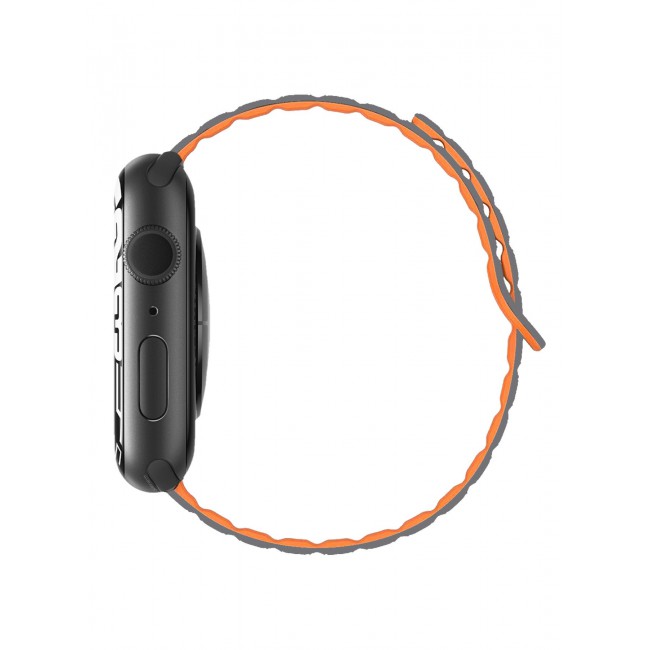 CATANES Sport Magnetic Watch Band, Compatible with Apple Watch 44mm 45mm 49mm, 42mm(Series 1-3 Case) Silicone Strap for iWatch Series 9/8/7/6/SE/Ultra - Grey Orange