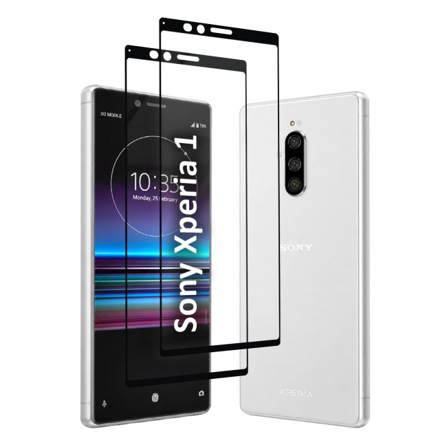 CATANES 2 PACK Screen Protector for Sony Xperia 1 Tempered Glass, Scratch-Resistant, 9H Hardness High-Definition Clear Guard, Black Side