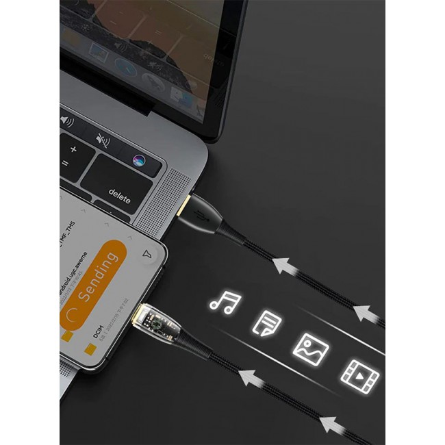 CATANES USB Cable to Type C Fast Charging Cable Transparent Adapter Fast Charging Cable Black 1M