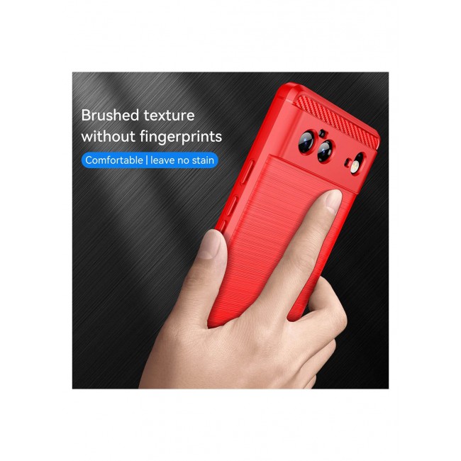 CATANES Google Pixel 6 Case Slim Soft TPU Brushed Carbon Fiber Anti-Fingerprint Shockproof Cover Red
