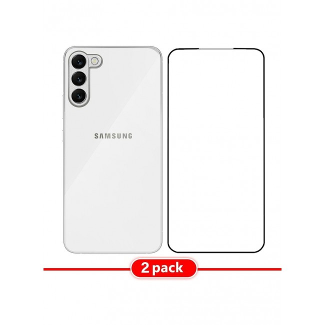 CATANES 2 Packs For Samsung Galaxy S23 Electroplated Hard Glossy Case and Screen Protector Camera Protection Shockproof Anti Fall Case White