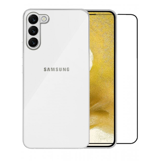 CATANES 2 Packs For Samsung Galaxy S23 Electroplated Hard Glossy Case and Screen Protector Camera Protection Shockproof Anti Fall Case White