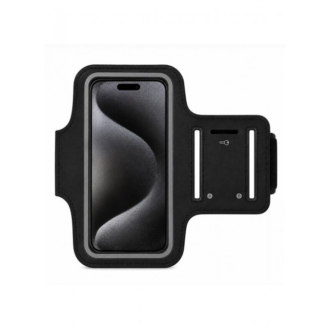 MARGOUN Sports Running Armband Case Compatible with iPhone 15 Pro – Water-Resistant Fitness Wristband Pouch for Gym, Workouts, Jogging with Key Holder and Reflective Strip