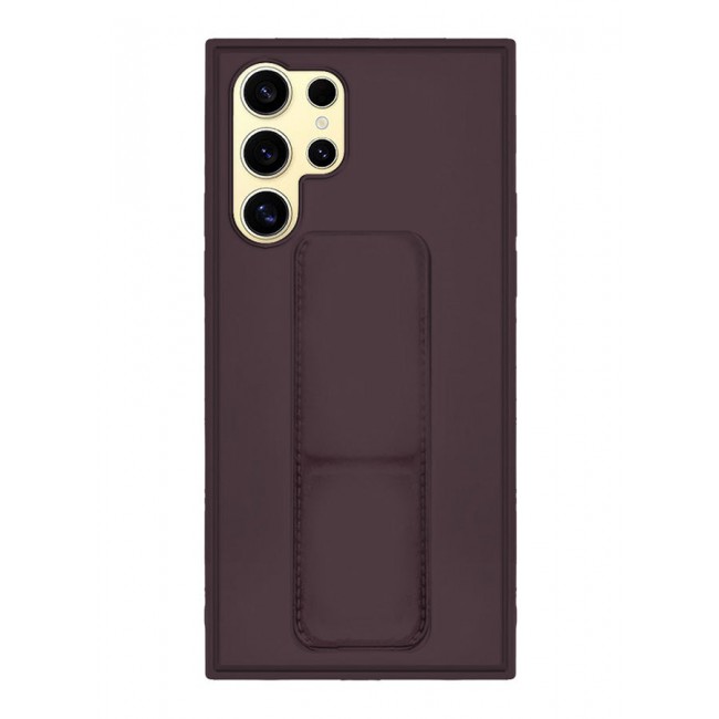 CATANES Samsung Galaxy S24 Ultra Case Magnetic Stand and Holder Premium Silicone Vertical and Horizontal Hand Strap Grip Multi Stand Car Mount Kickstand Case Finger Strap Cover Merlot