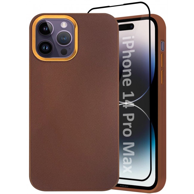 CATANES iPhone 14 Pro Max 2 Pack Vegan Leather Case, 1 Cover with 1 Screen Protector, Slim Fit, Raised Edges for Camera and Screen Protection
