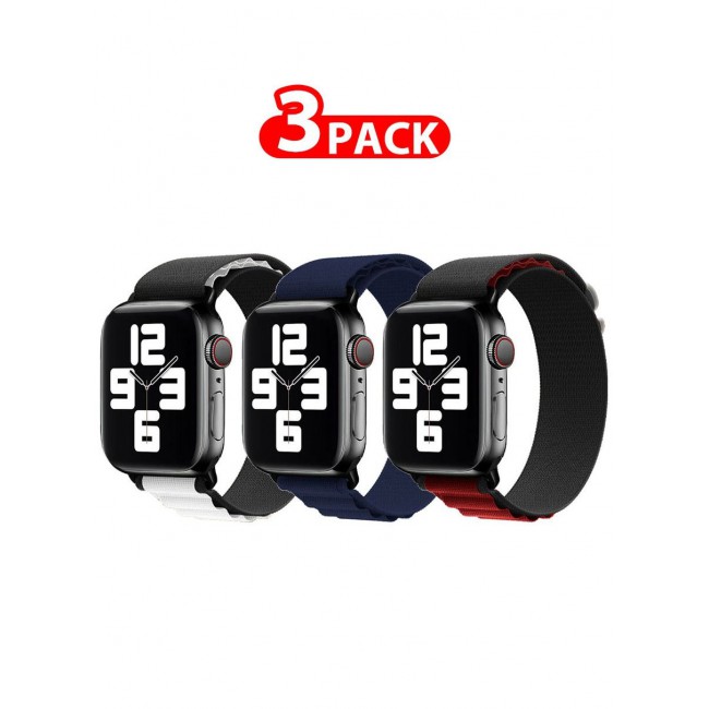 CATANES 3 Pack Of Apple Watch Alpine Loop Band 38mm 40mm 41mm Women Men Adjustable with Metal G-Hook Strap for iWatch Series 7/SE/6/5/4/3/2/1 Multicolour