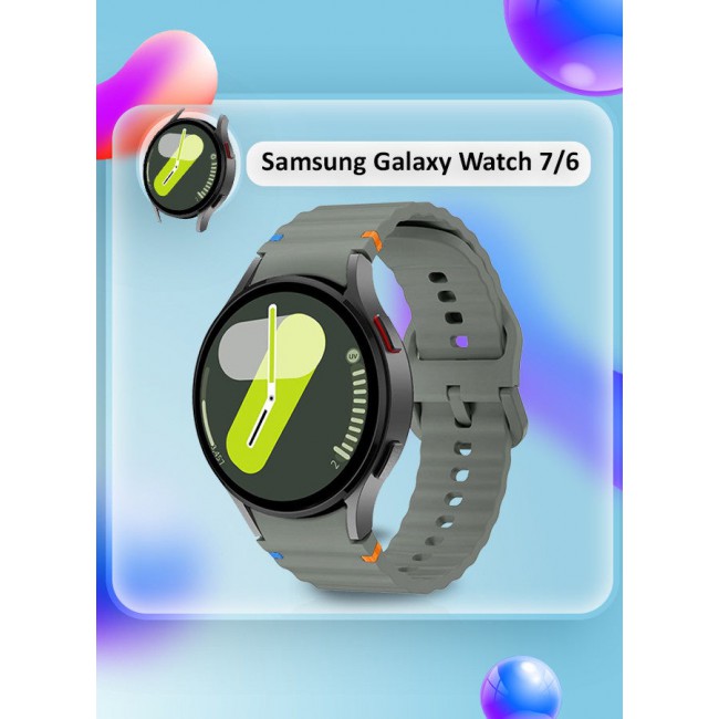 CATANES (for Samsung Galaxy Watch 7 / Samsung Galaxy Watch 6 ) Silicone Sport Band with Decorative Woven Line Durable and Sport Design for Men Women Dark Grey