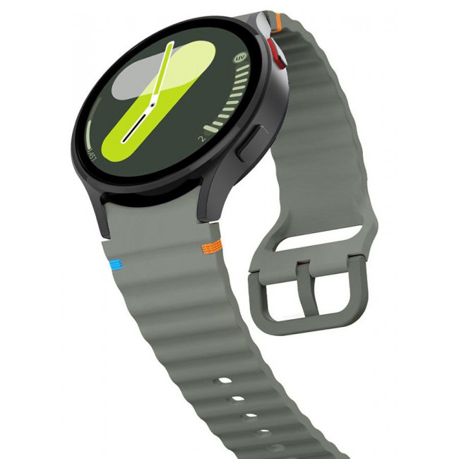 CATANES (for Samsung Galaxy Watch 7 / Samsung Galaxy Watch 6 ) Silicone Sport Band with Decorative Woven Line Durable and Sport Design for Men Women Dark Grey