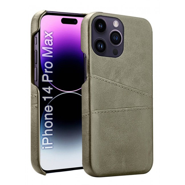 CATANES iPhone 14 Pro Max Case Cover Leather with Card Holder for Men Women Phone Case - Grey