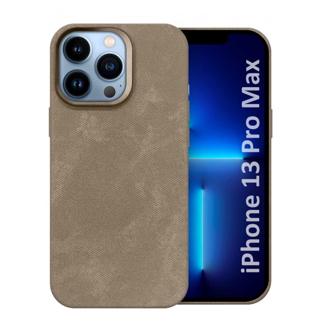 CATANES iPhone 13 Pro Max Alcantara Case Cover Premium Quality Luxurious Soft Touch Protection with Metal Camera Frame - Desert Titanium