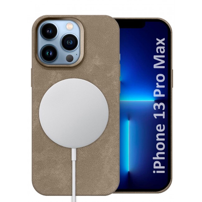 CATANES iPhone 13 Pro Max Alcantara Case Cover Premium Quality Luxurious Soft Touch Protection with Metal Camera Frame - Desert Titanium
