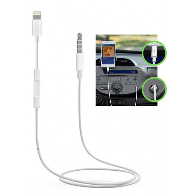 CATANES Lightning to 3.5mm Aux Audio Headphone Wire Control Adapter Audio Cable for iPhone 8 Pin Port Devices 100cm