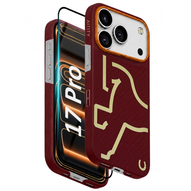 AIRITY 2 PACK Horse Style Bamboo Protective Case for iPhone 17/18 Pro Magsafe Ultra Durable, Lightweight & Premium Design Burgundy