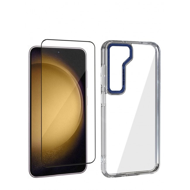 CATANES 2 Pack For Samsung Galaxy S23 Plus Clear Case With Screen Protector Blue Edge