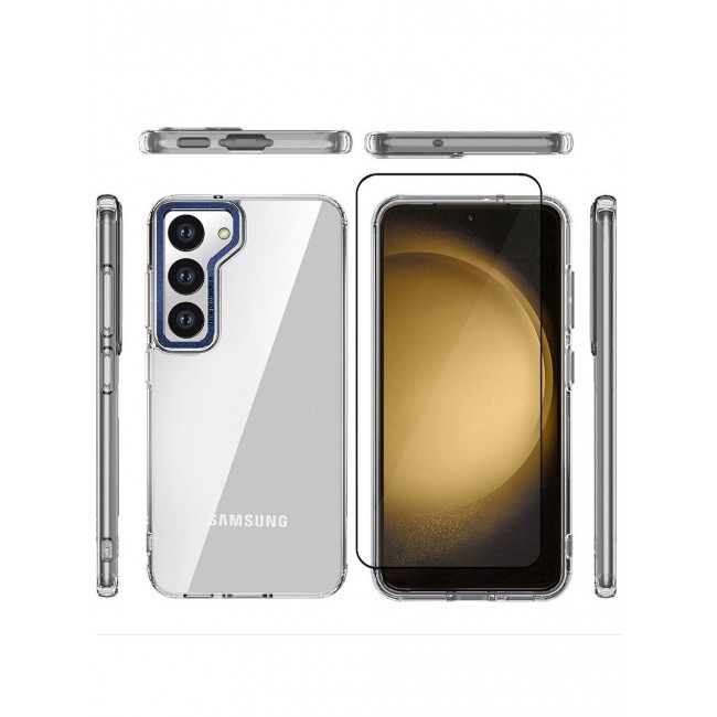 CATANES 2 Pack For Samsung Galaxy S23 Plus Clear Case With Screen Protector Blue Edge