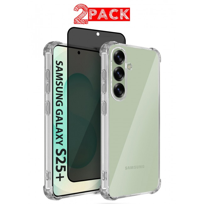 CATANES (for Samsung Galaxy S25 Plus) 2Packs, Gorilla Clear Protective Case Rugged Shockproof and Durable with 1 Shockproof Privacy Screen Protector