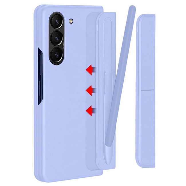 CATANES Samsung Galaxy Z Fold 5 Case with Pen Holder S-Pen included Hard Ultra Protective and Anti Shock Case Cover Light Purple