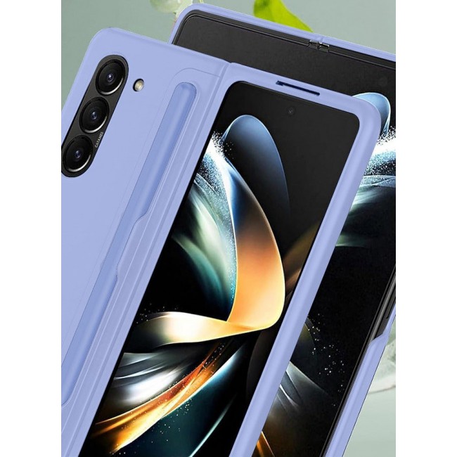 CATANES Samsung Galaxy Z Fold 5 Case with Pen Holder S-Pen included Hard Ultra Protective and Anti Shock Case Cover Light Purple