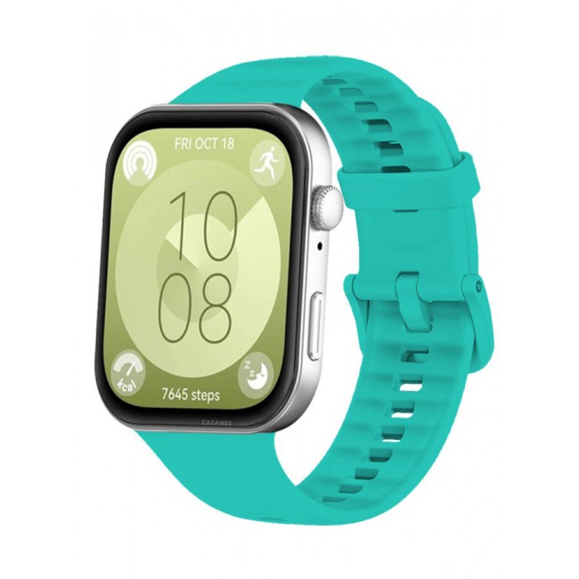 CATANES (for Watch Fit 3) Silicone Sport Band, Soft Adjustable Sport Breathable Replacement Watch Strap Loop /Green