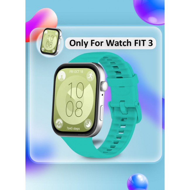 CATANES (for Watch Fit 3) Silicone Sport Band, Soft Adjustable Sport Breathable Replacement Watch Strap Loop /Green