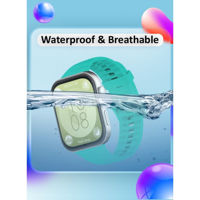 CATANES (for Watch Fit 3) Silicone Sport Band, Soft Adjustable Sport Breathable Replacement Watch Strap Loop /Green