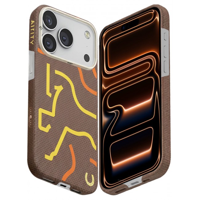 AIRITY Horse Style Bamboo Fiber Protective Case for iPhone 17/18 Pro Ultra Durable, Lightweight & Premium Design Brown Yellow