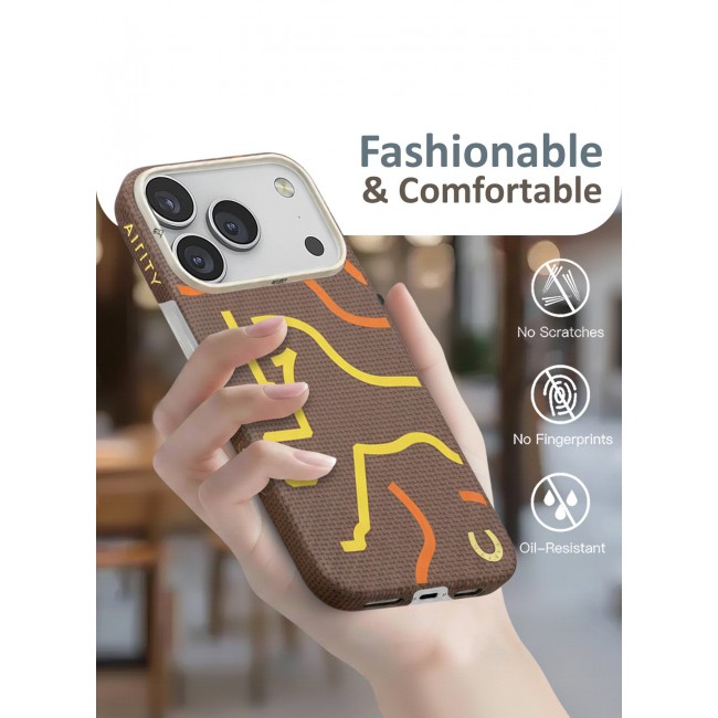 AIRITY Horse Style Bamboo Fiber Protective Case for iPhone 17/18 Pro Ultra Durable, Lightweight & Premium Design Brown Yellow