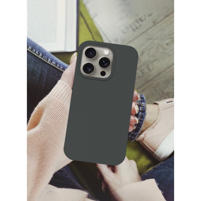CATANES iPhone 15 Pro Case Silicone Case Full Body Protective Cover Shockproof Slim Phone Case Anti-Scratch Soft Microfiber Lining Grey