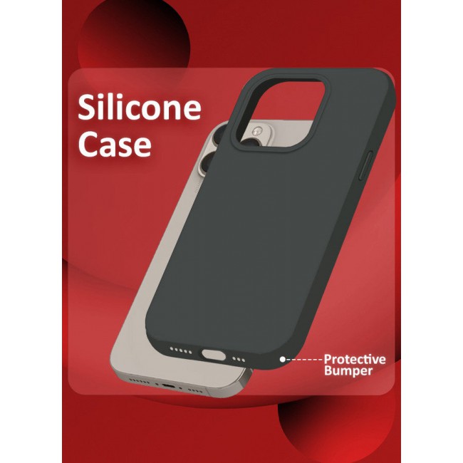 CATANES iPhone 15 Pro Case Silicone Case Full Body Protective Cover Shockproof Slim Phone Case Anti-Scratch Soft Microfiber Lining Grey
